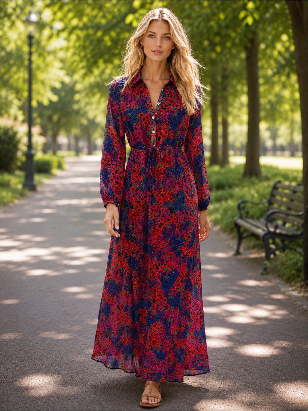 Vintage English Floral Maxi Dress XS Button Front Boho Cottagecore Maxi